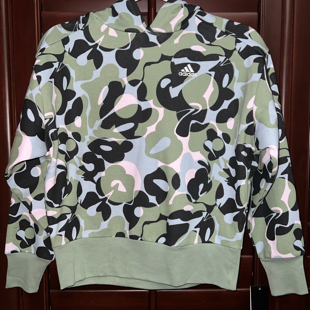 Adidas Kids Abstract Camo Hoodie - Green, Black, Pink